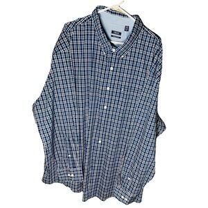 IZOD Mens Button Up Shirt Size 4XL Blue On Blue Stretch Performance Long Sleeve